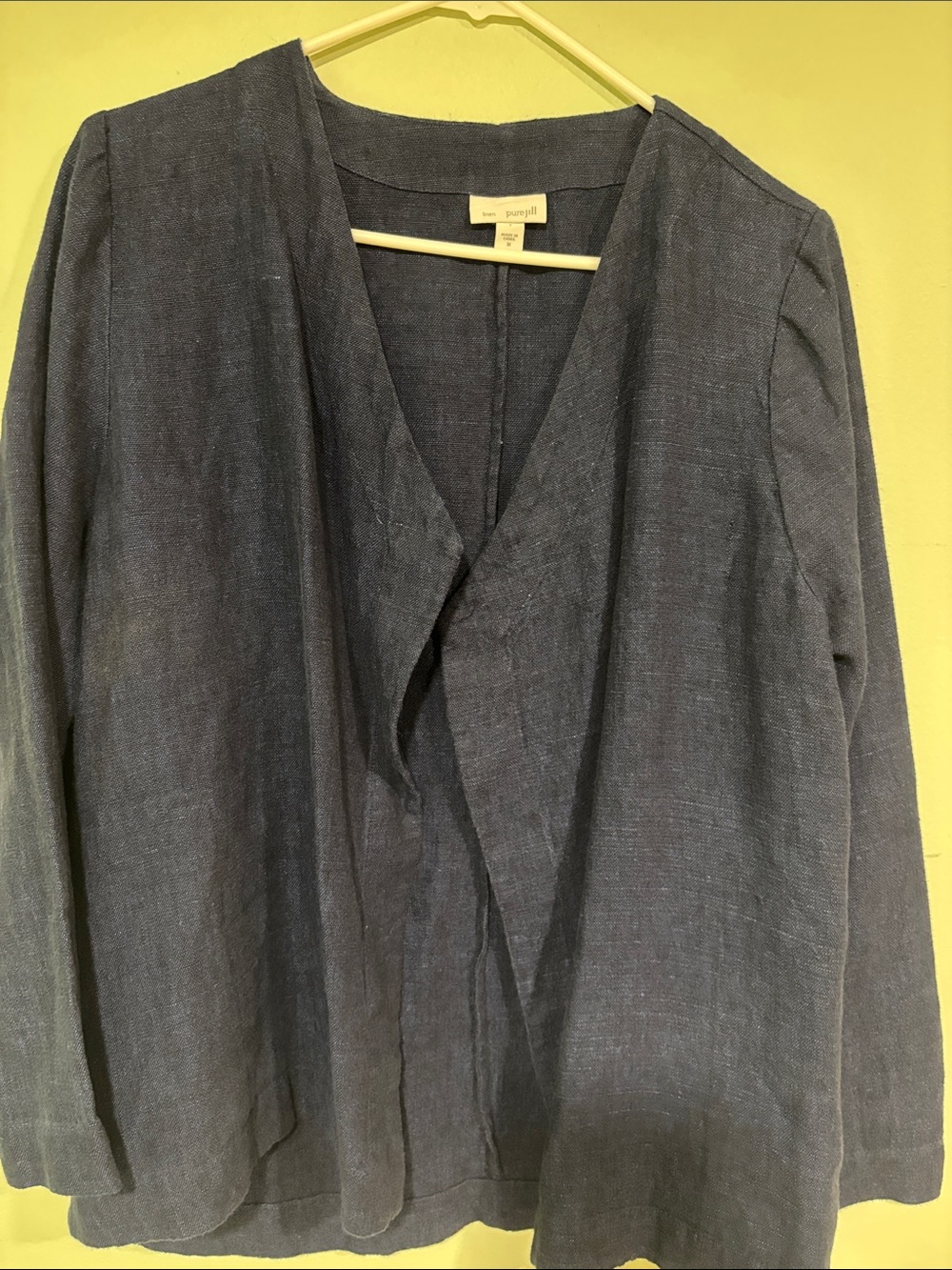 pure Jill Women's Classic Navy 100 percent Linen Open Front Blazer